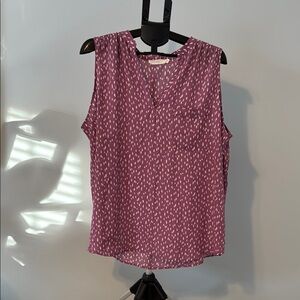 Lush Purple Patterned Sleeveless Blouse
